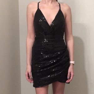 Black Sequin Mini Dress